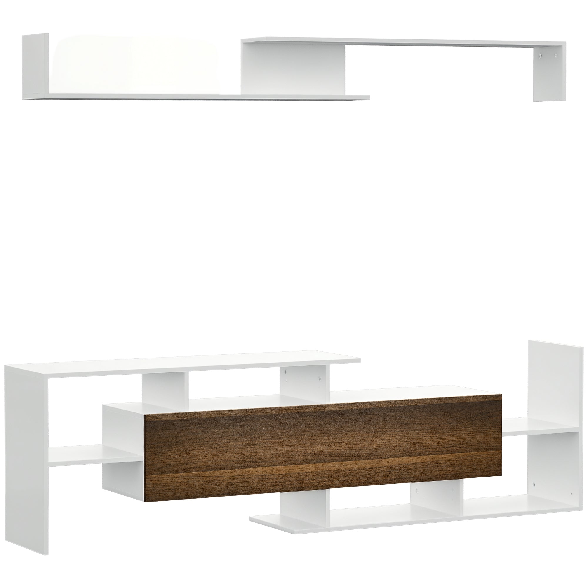 Móvel de TV Moderno 153,6x25x42 cm Branco e Marrom