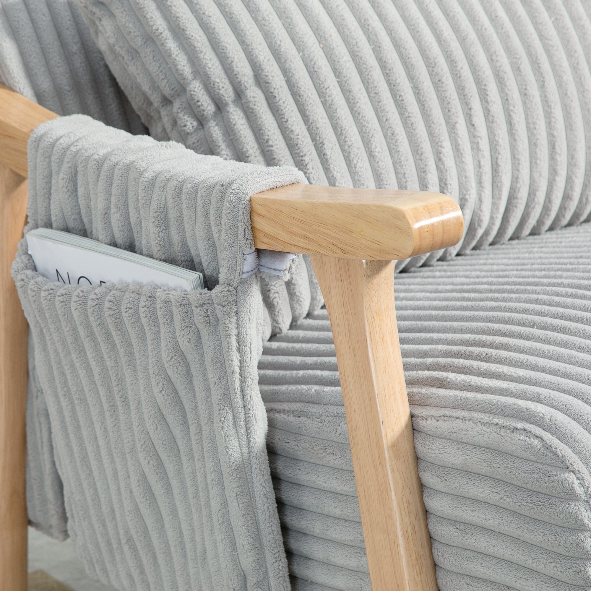 Poltrona Baloiço Moderna – 65x90x98 cm – Cinzento – Veludo
