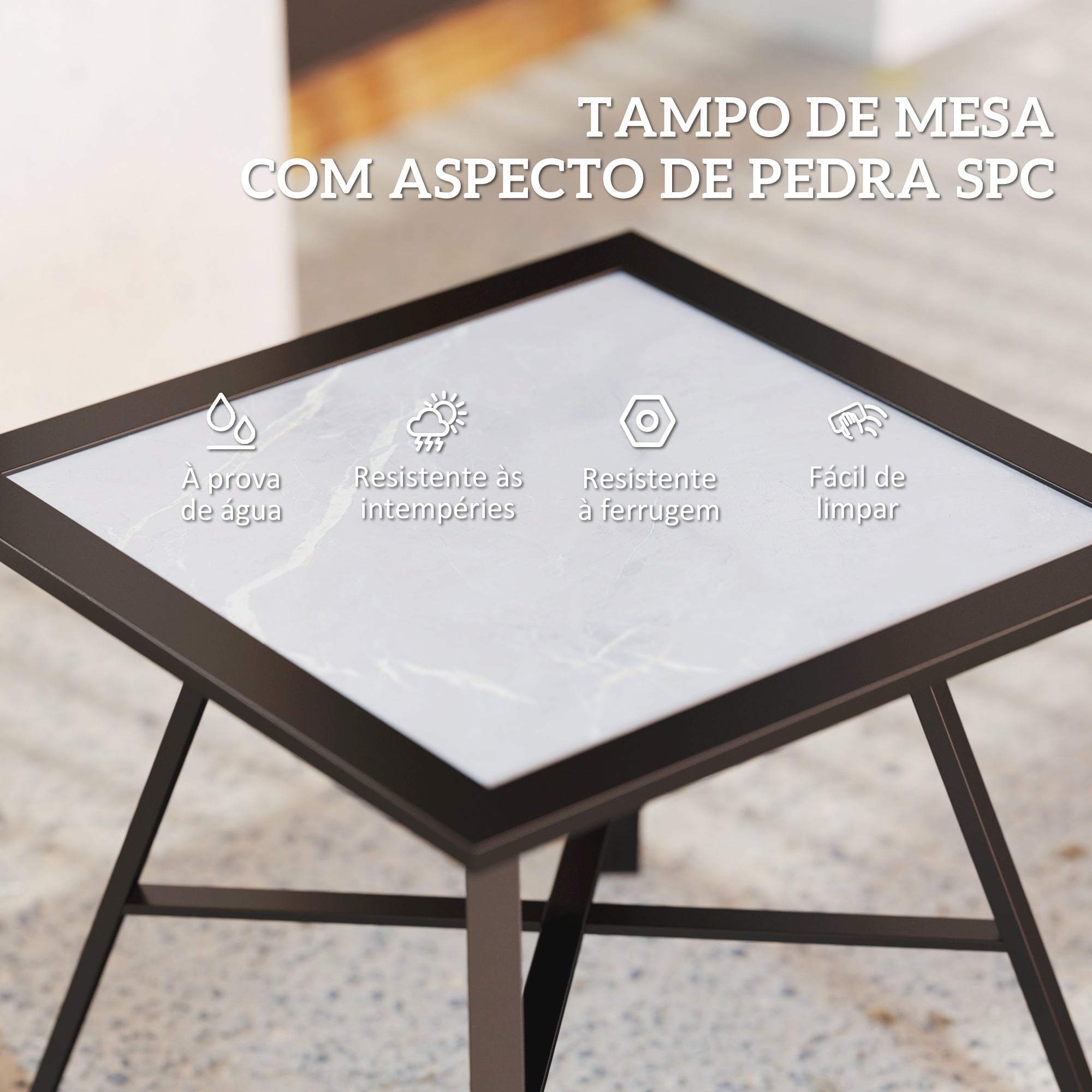 Mesa Auxiliar Quadrada 55x55x46 cm Cinzento