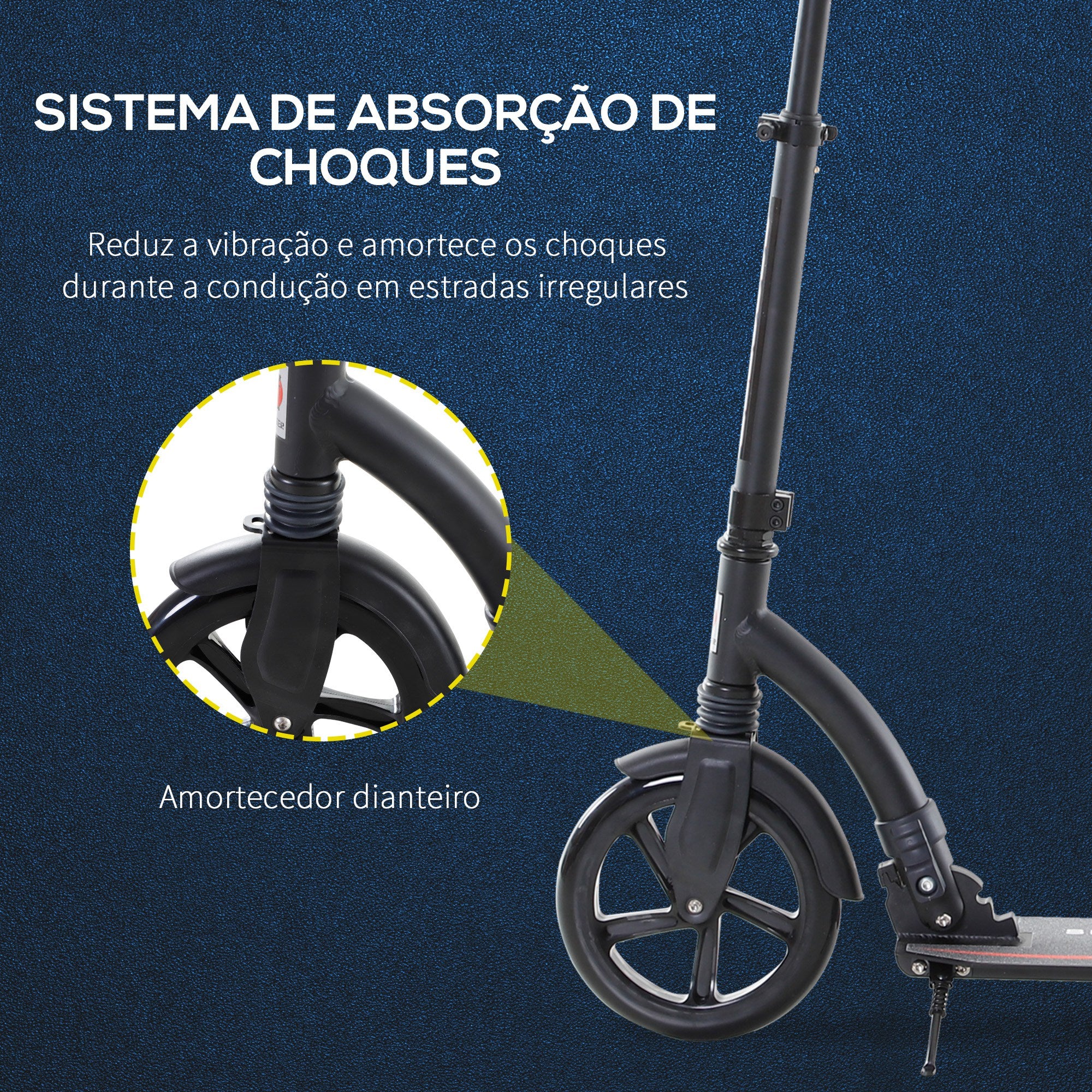 Trotinete Dobrável de Alumínio para Crianças - 92,5x37,5x87-101,5 cm - Preto