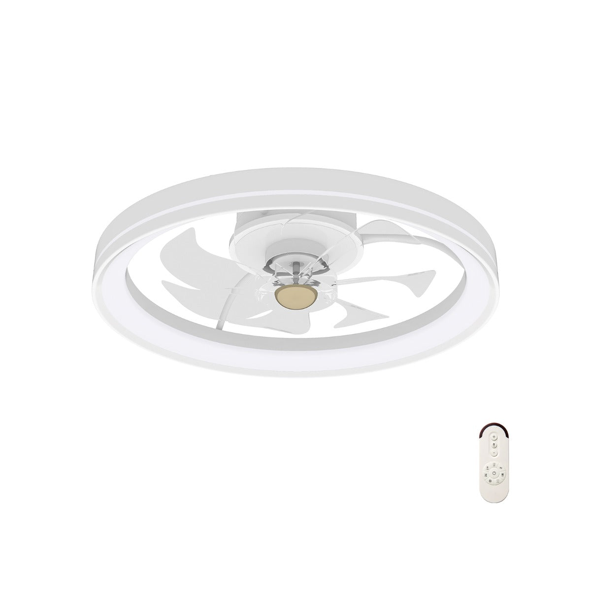 Ventoinha de Teto de 48cm com 7 Pás, 6 Velocidades, Temporizador e Comando à Distância para Sala, Quarto e Escritório