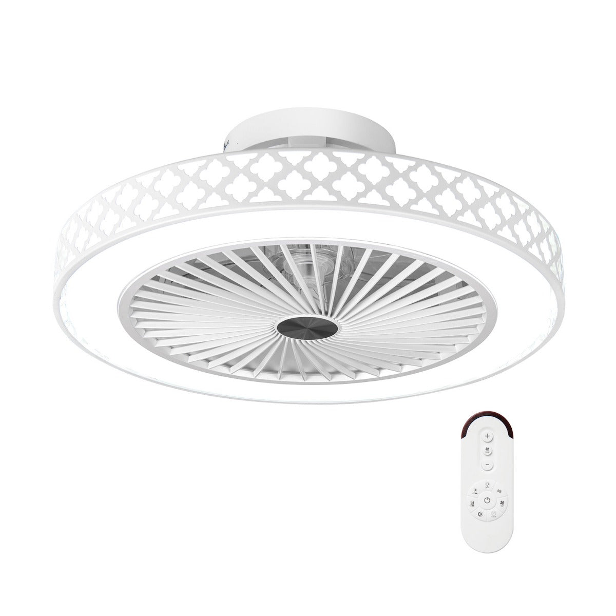 Ventoinha de Teto com Iluminação de 48 cm e Temperatura de Cor Ajustável 6 Velocidades de Vento Controlo Remoto
