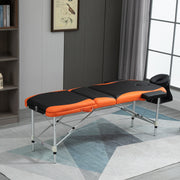 Marquesa de Massagem Dobrável e Portátil 180x60x62-82 cm Laranja e Preto