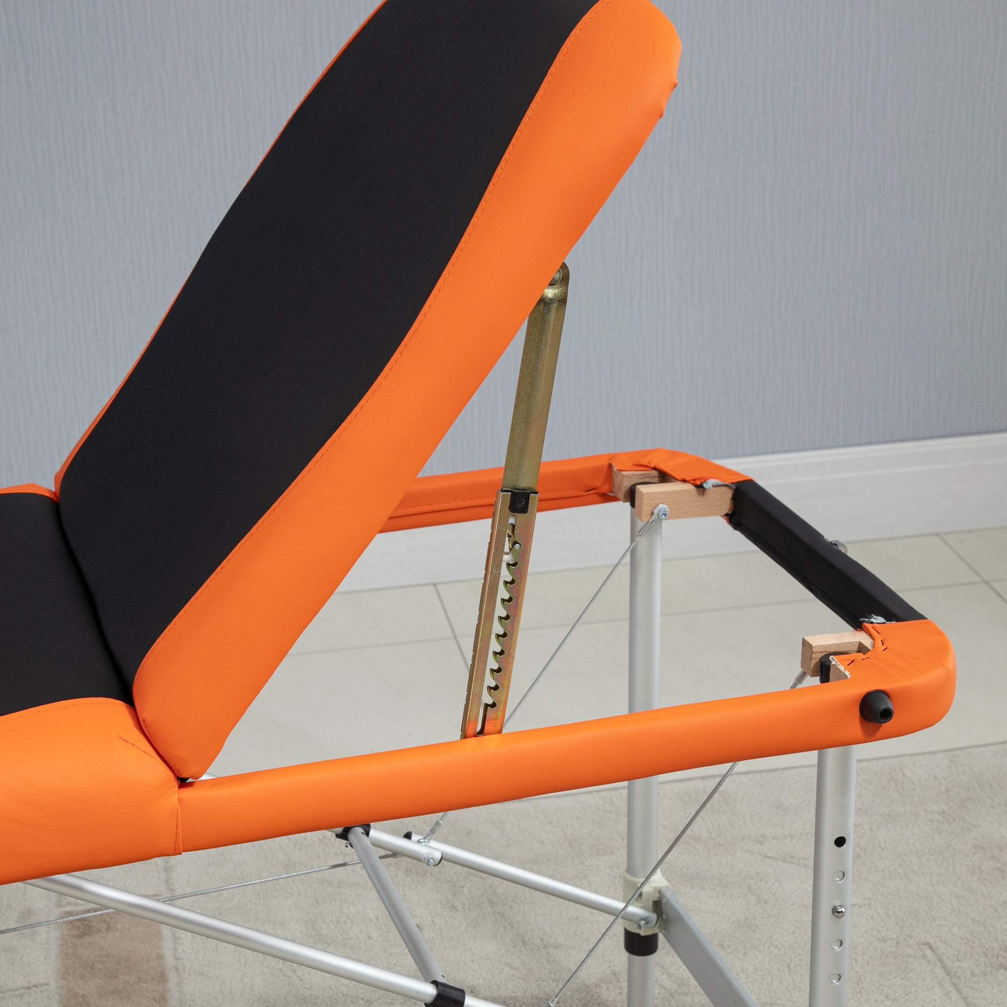 Marquesa de Massagem Dobrável e Portátil 180x60x62-82 cm Laranja e Preto