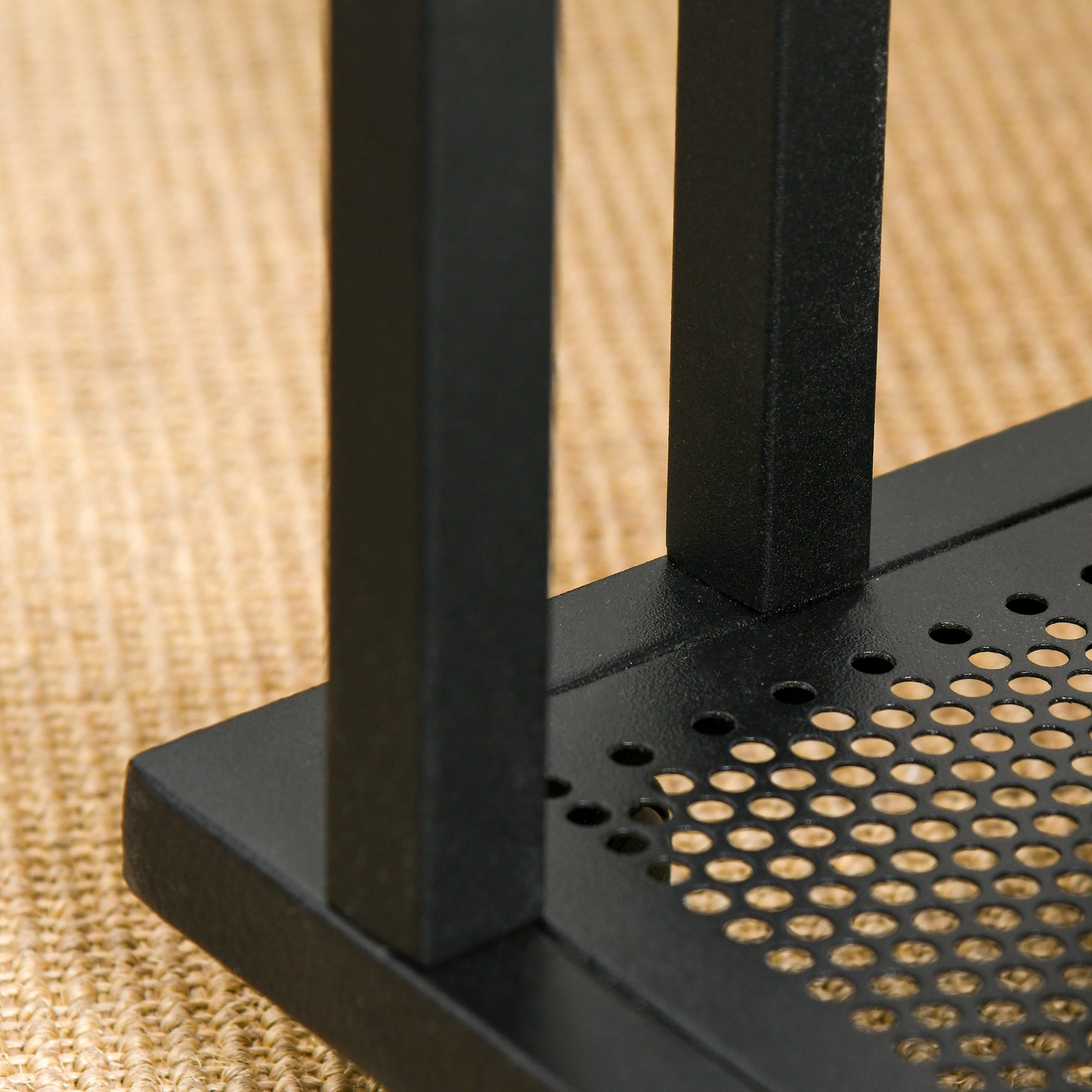 Mesa Auxiliar Estilo Retro de Aço e Madeira 51x36x65cm - Preto e Cor de Madeira