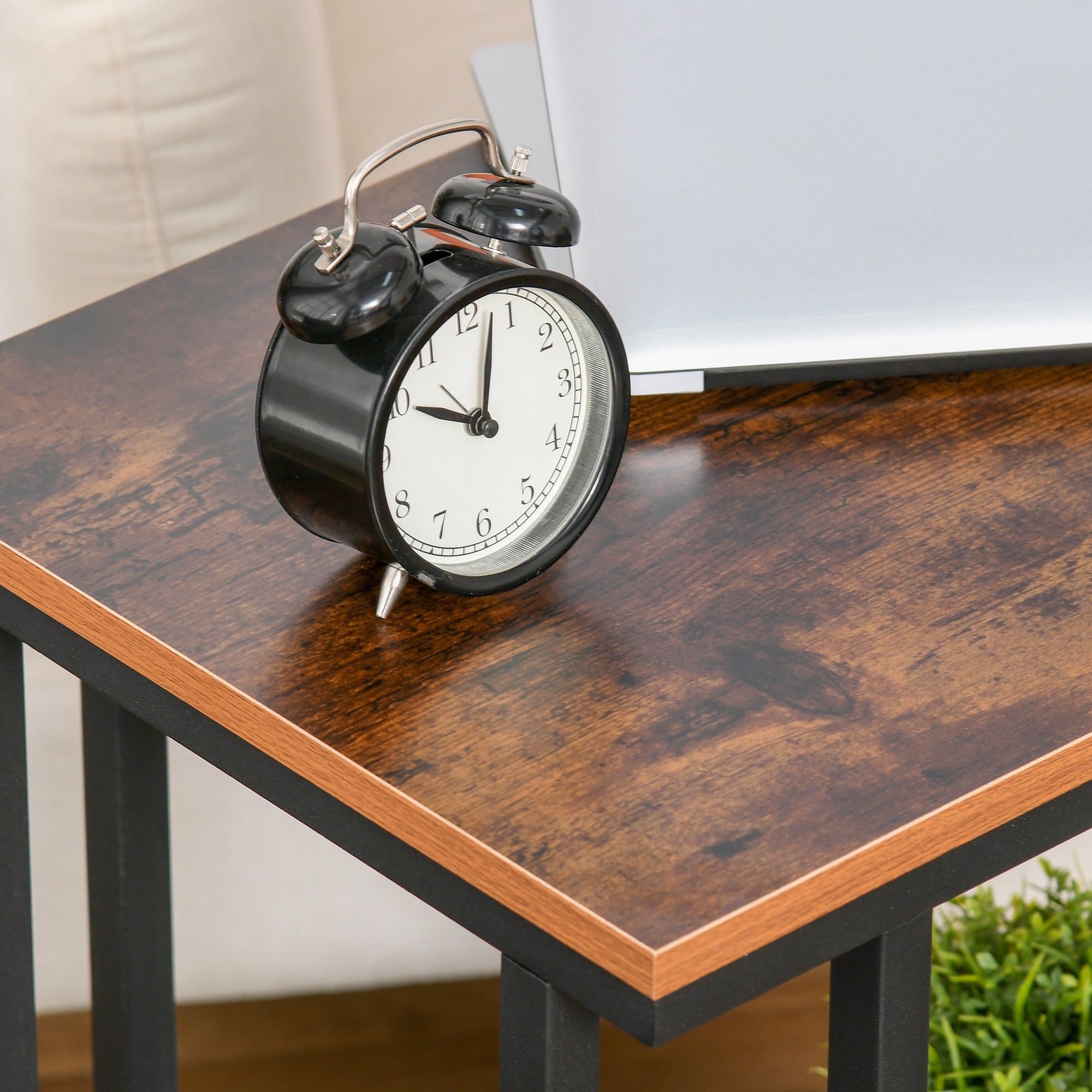 Mesa Auxiliar Estilo Retro de Aço e Madeira 51x36x65cm - Preto e Cor de Madeira