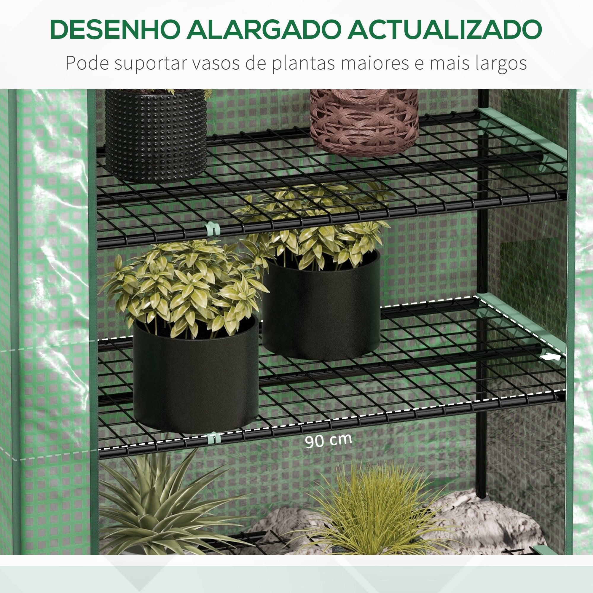 Estufa de Jardim 5 Prateleiras Verde 90x49x193 cm