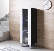Elegante Vitrina Leiko V2 (40x138cm) Preto e Branco com Pernas de Alumínio