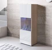 Vitrina Leiko V3 (40x128cm) Sonoma e Branco com Pernas Padrão
