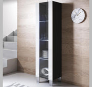 Vitrina Leiko V5 (40x177cm) Preto e Branco com Pernas em Alumínio