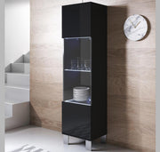 Vitrina Leiko V6 (40x177cm) Preto com Pés de Alumínio