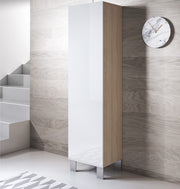 Armário Leiko V4 (40x177cm) Sonoma e Branco com Pernas de Alumínio