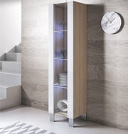 Vitrina modelo Leiko V5 (40x177cm) em Sonoma e Branco com Pernas de Alumínio