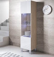 Vitrina Leiko V6 (40x177cm) Sonoma e Branco com Pernas de Alumínio
