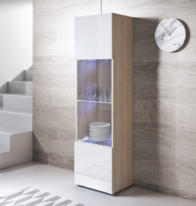 Armário Pendurado Modelo Leiko V6 (40x165cm) Sonoma e Branco