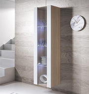 Armário Suspenso Modelo Leiko V5 (40x165cm) Sonoma e Branco