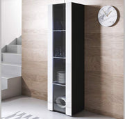 Vitrina modelo Leiko V5 (40x167cm) preto e branco com pés padrão