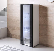Vitrina modelo Leiko V2 (40x128cm) branco e preto com pés padrão
