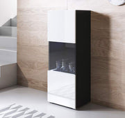 Vitrina Leiko V3 (40x128cm) Preto e Branco com Pernas Padrão