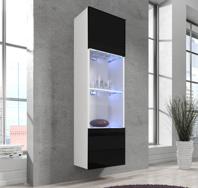 Vitrina modelo Nerea V6 (40x170cm) em preto e branco