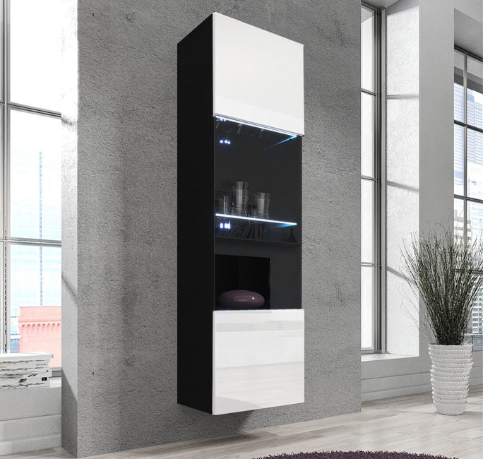 Vitrina modelo Nerea V6 (40x170cm) em preto e branco