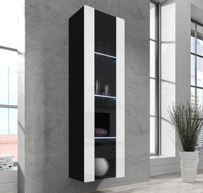 Vitrina modelo Nerea V5 (40x170cm) em preto e branco