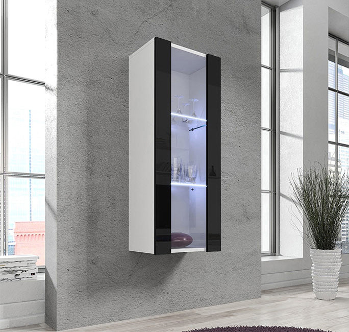 Vitrina Pendente Modelo Nerea V2 (40x126cm) em Branco e Preto