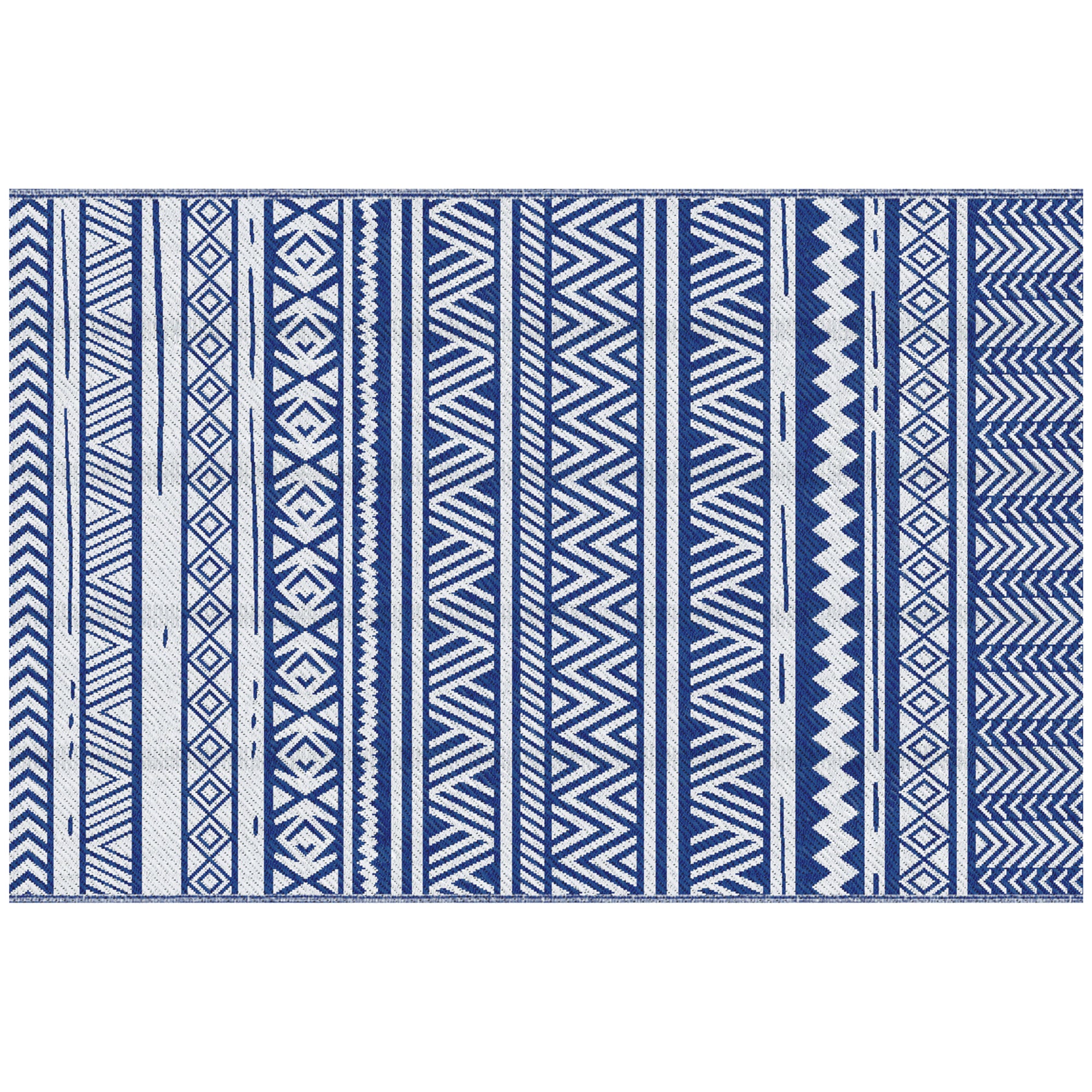 Tapete de Exterior Reversível – 182x274 cm – Azul e Branco – Polipropileno