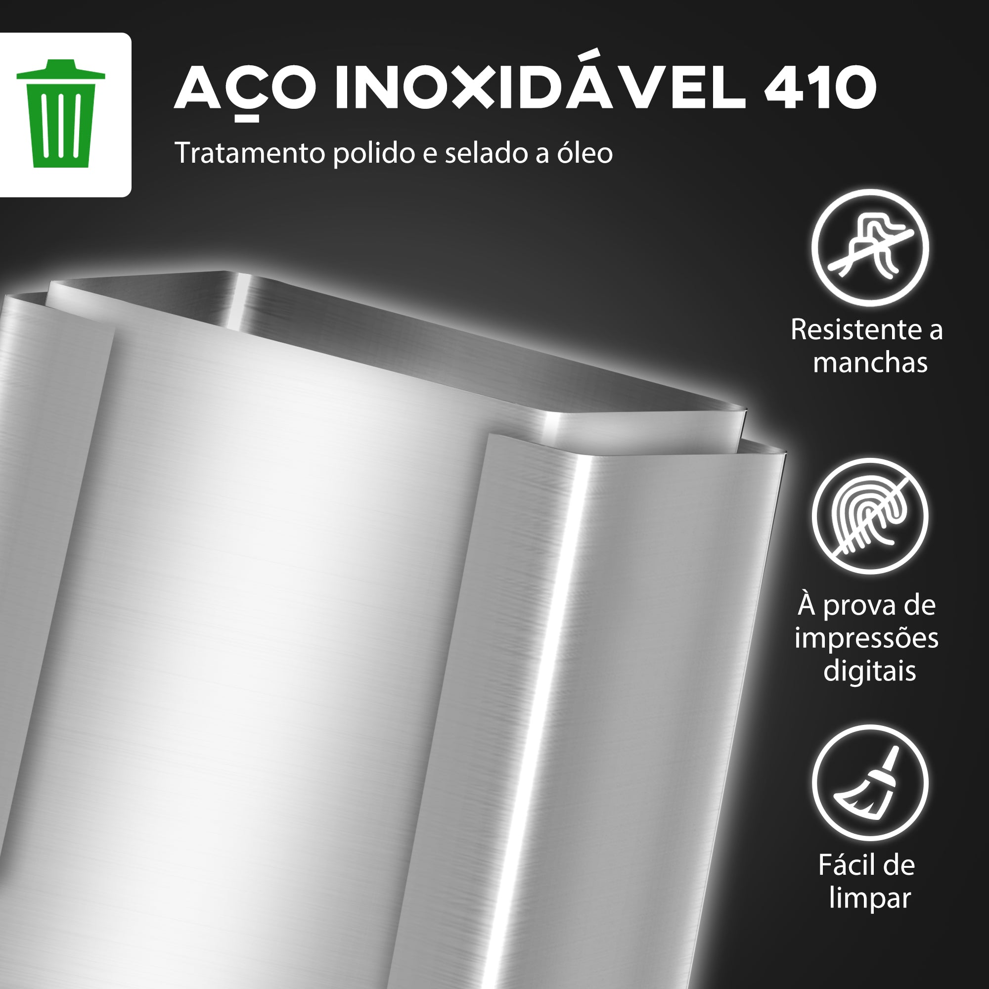 Balde de Lixo de Cozinha 2x30L Aço Inoxidável Prata 47,7x37,5x66,8 cm