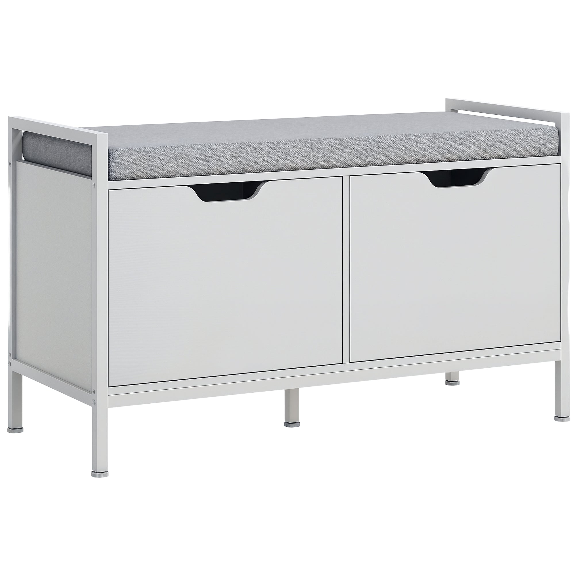 Banco Sapateira Branco 84x35x50 cm - Organizador de Sapatos com Assento Acolchoado