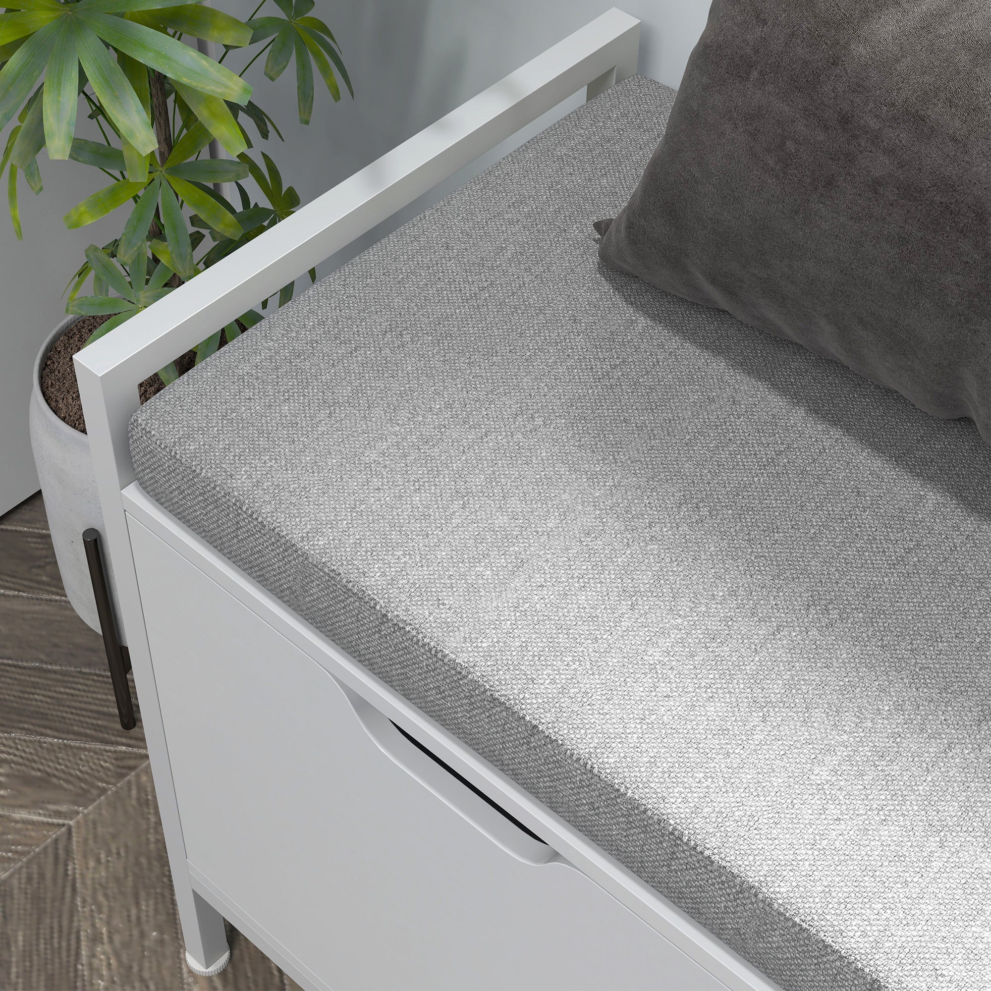 Banco Sapateira Branco 84x35x50 cm - Organizador de Sapatos com Assento Acolchoado