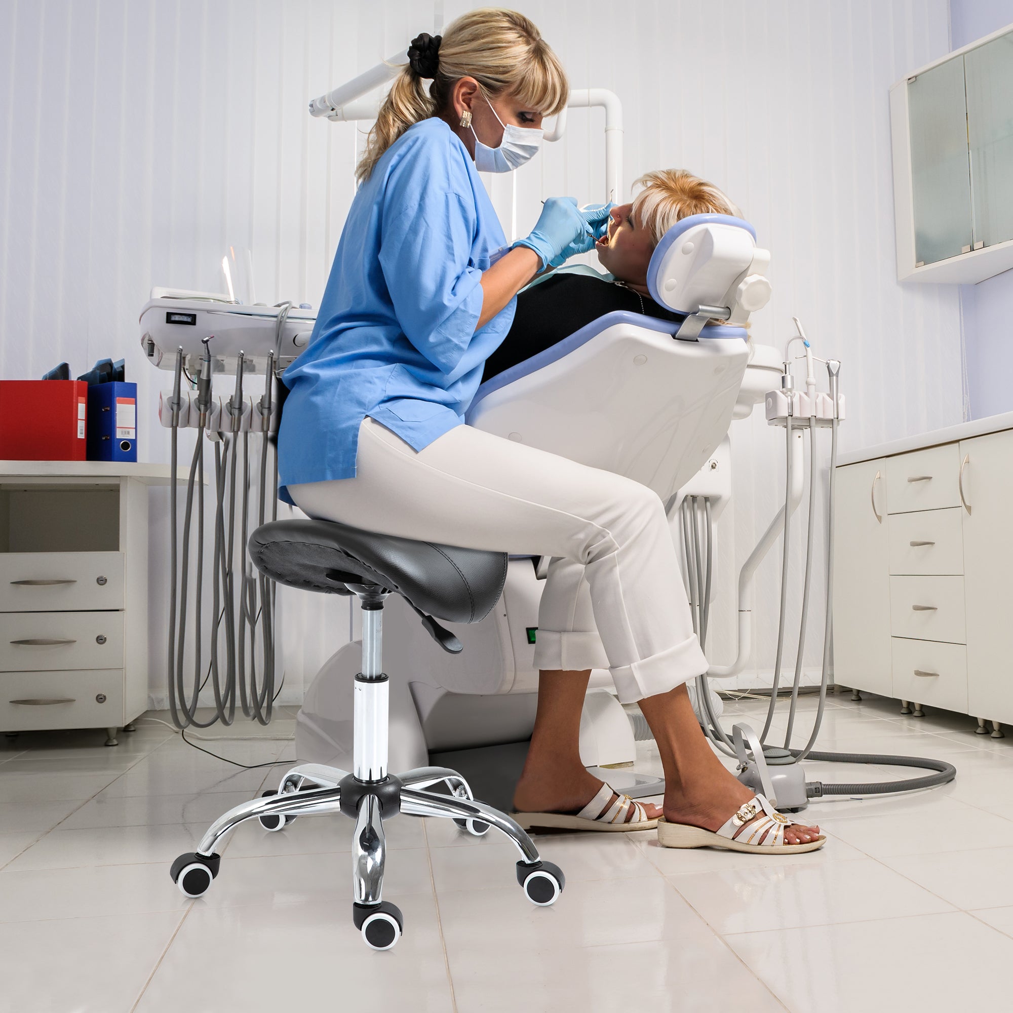 Banquinho Giratório Preto 52x53x(49-61) cm