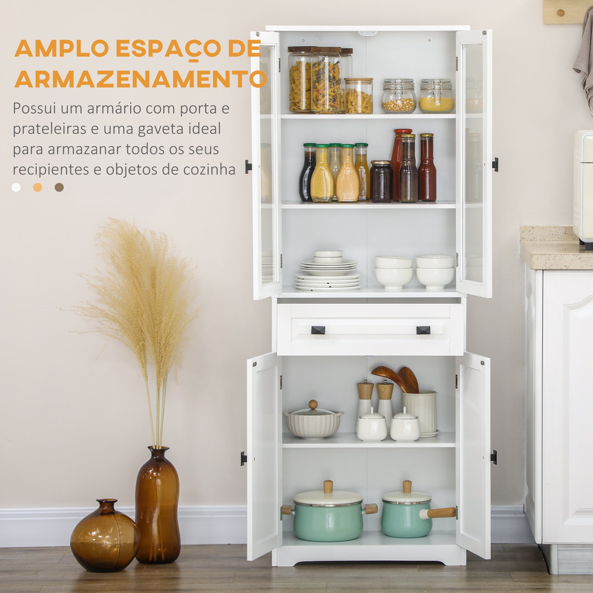 Armário de Cozinha Branco 60x30x160 cm
