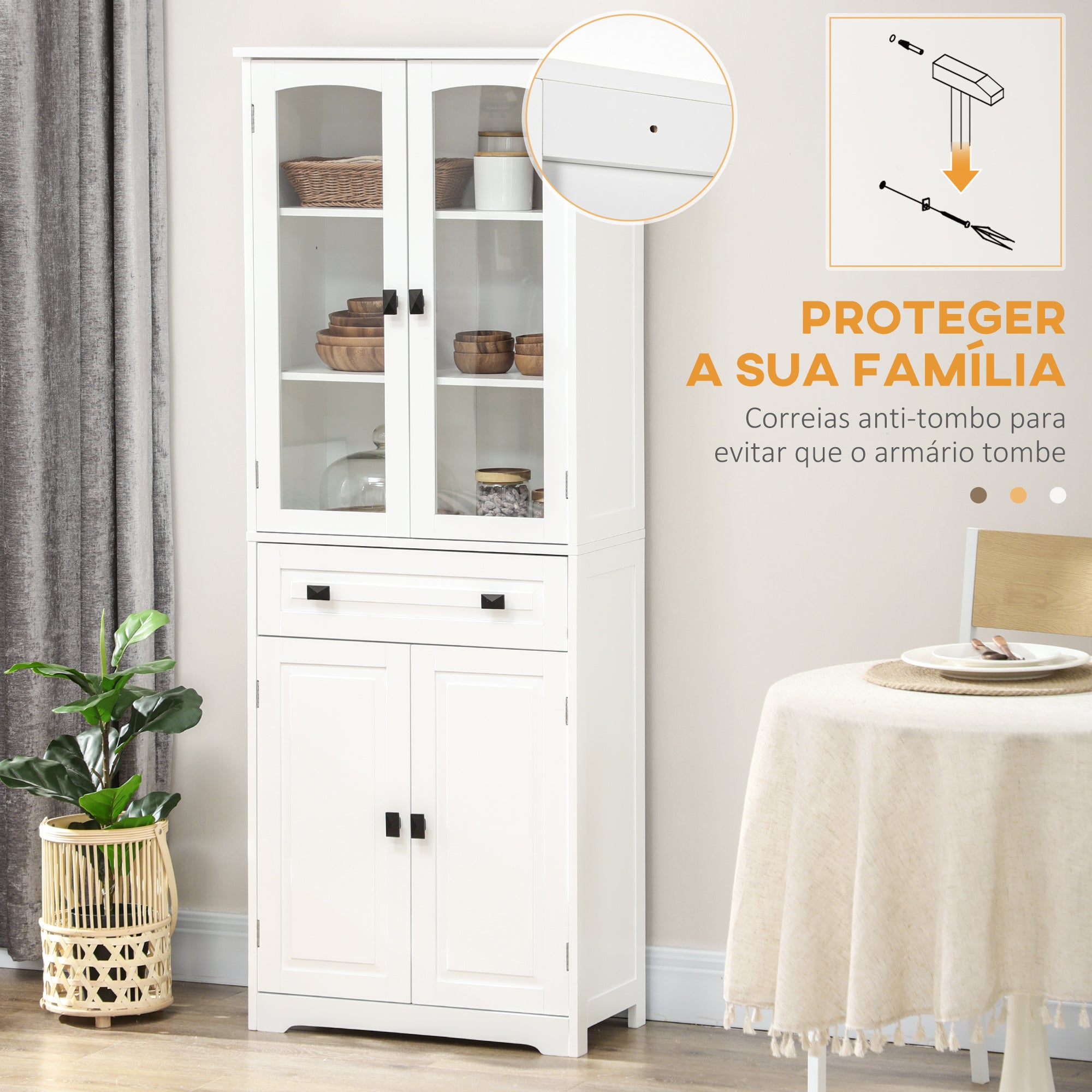Armário de Cozinha Branco 60x30x160 cm