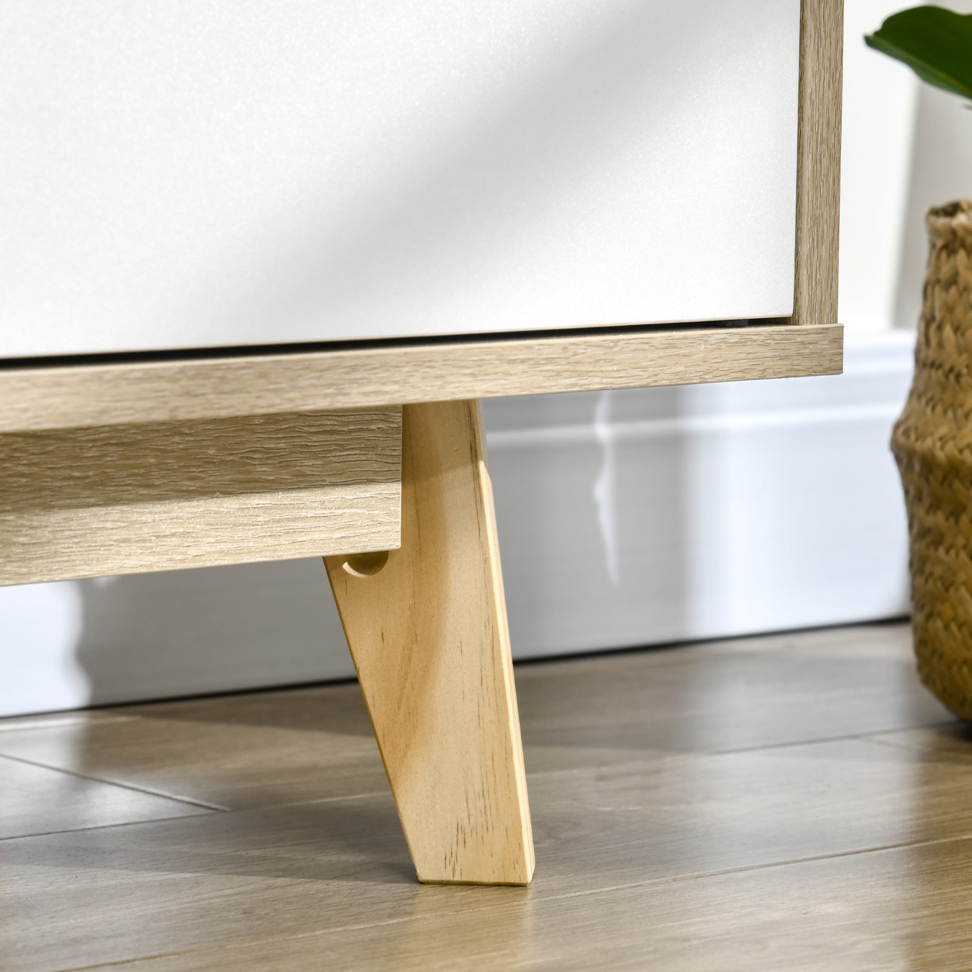 Móvel de TV Moderno 120x40x55 cm em Madeira e Branco