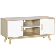 Móvel de TV Moderno 120x40x55 cm em Madeira e Branco