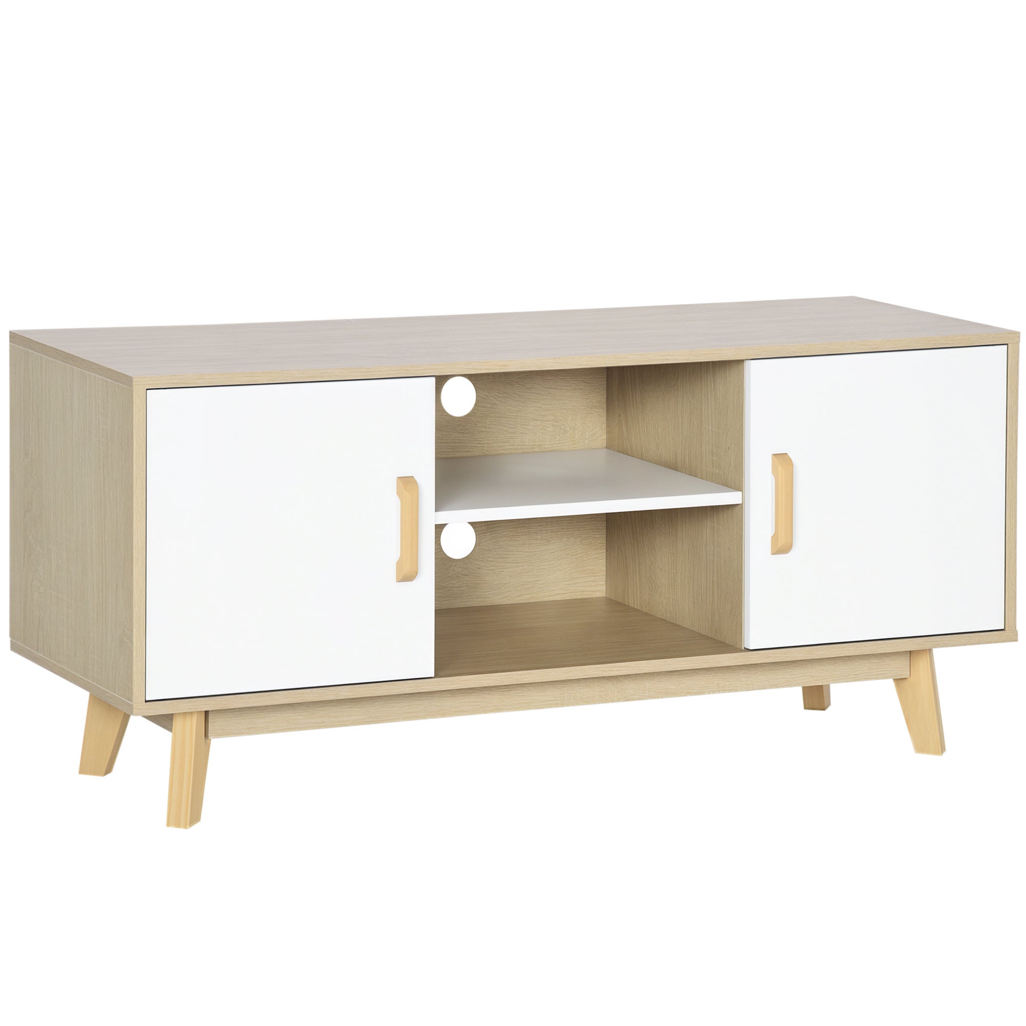 Móvel de TV Moderno 120x40x55 cm em Madeira e Branco