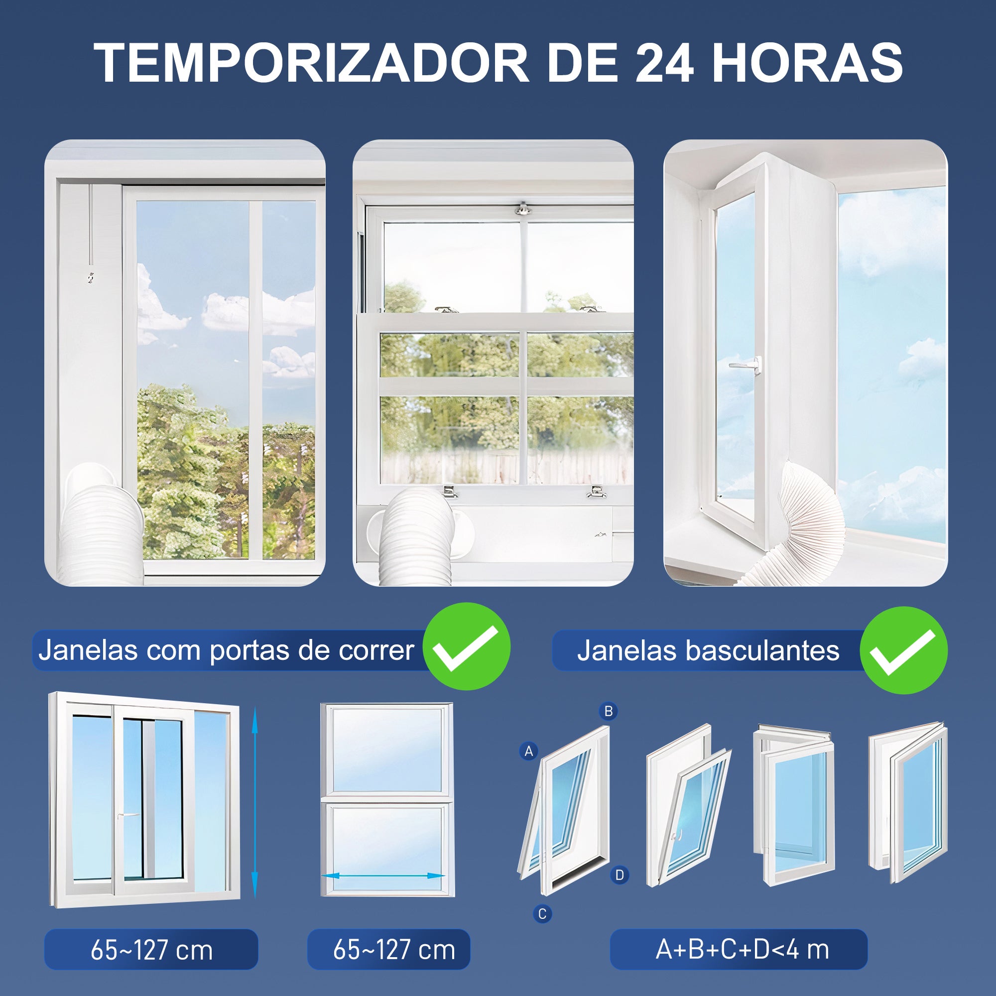 Ar Condicionado Portátil 9000 BTU - Branco 30x29x69 cm