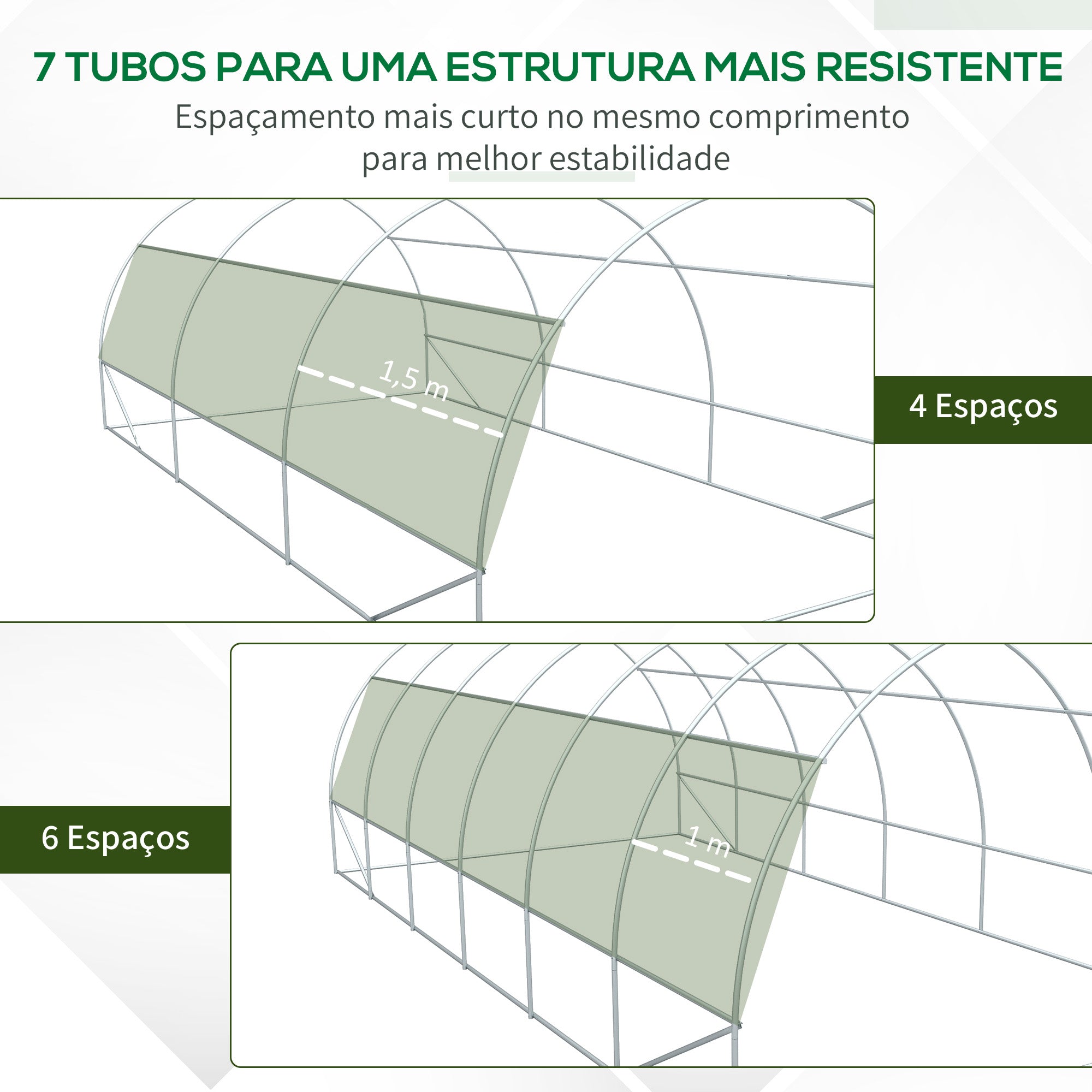 Estufa de Jardim – 597x300x200 cm – Verde – Aço galvanizado e PE