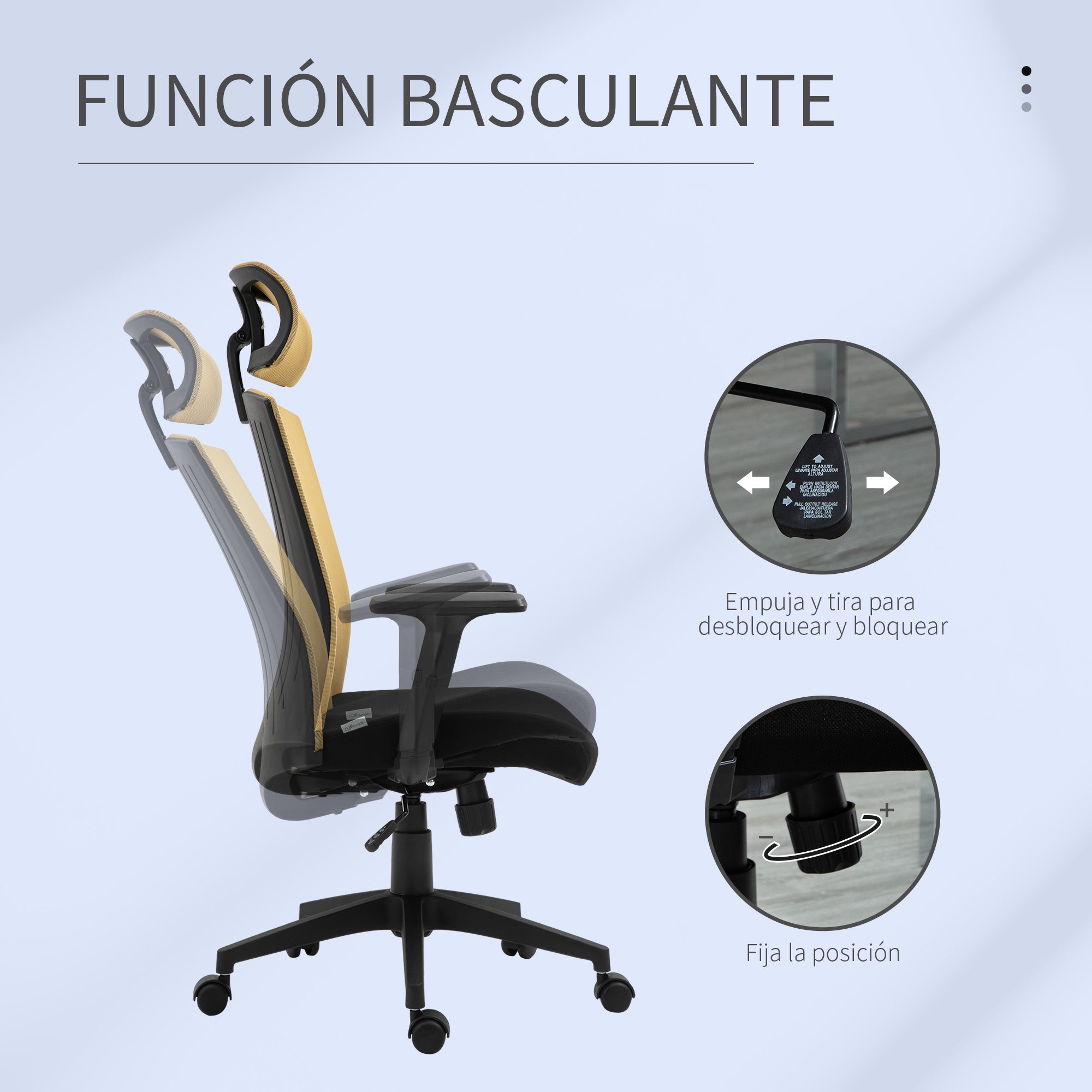 Cadeira de Escritório Ergonômica com Encosto Transpirável 65x63x129cm - Dourado e Preto