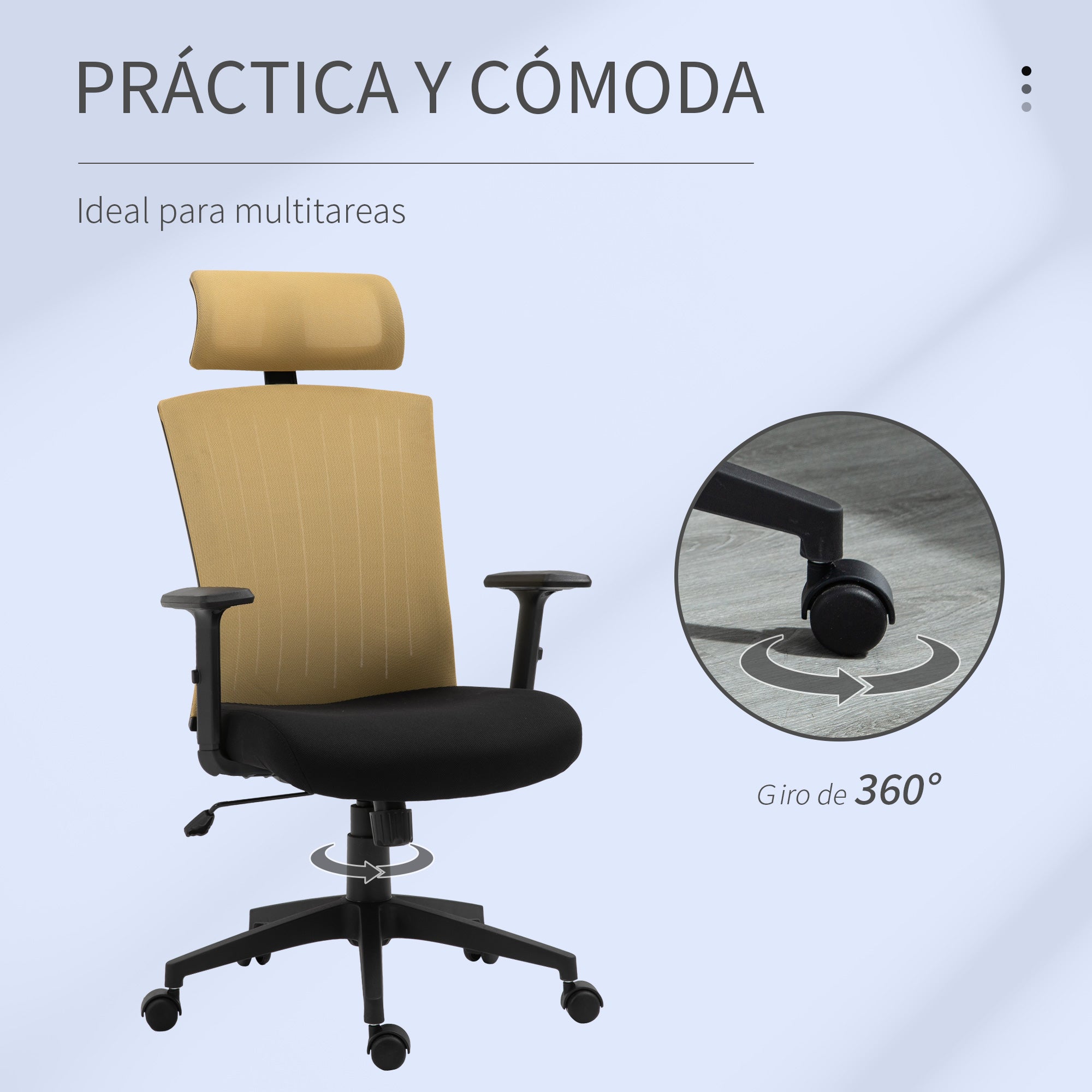 Cadeira de Escritório Ergonômica com Encosto Transpirável 65x63x129cm - Dourado e Preto