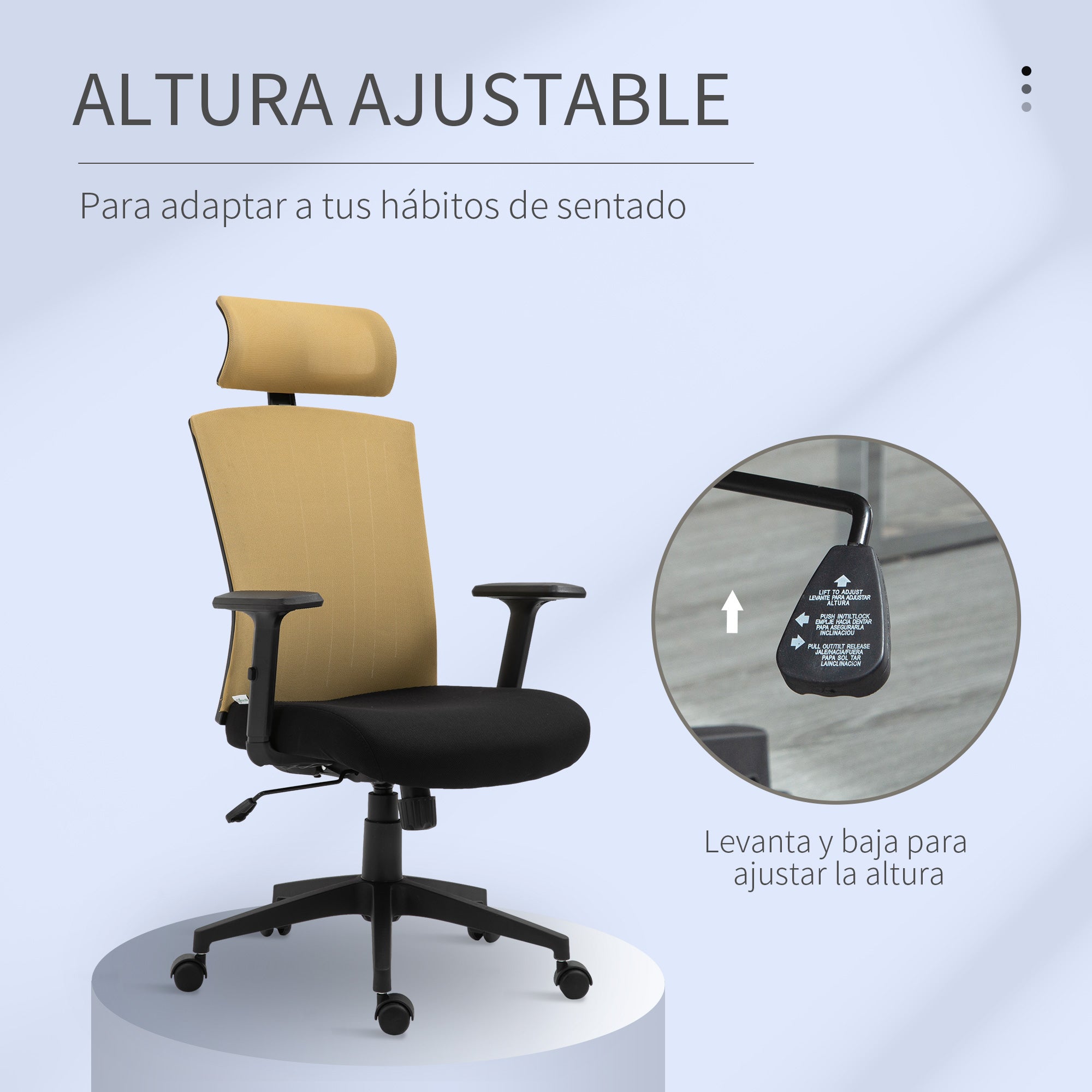 Cadeira de Escritório Ergonômica com Encosto Transpirável 65x63x129cm - Dourado e Preto