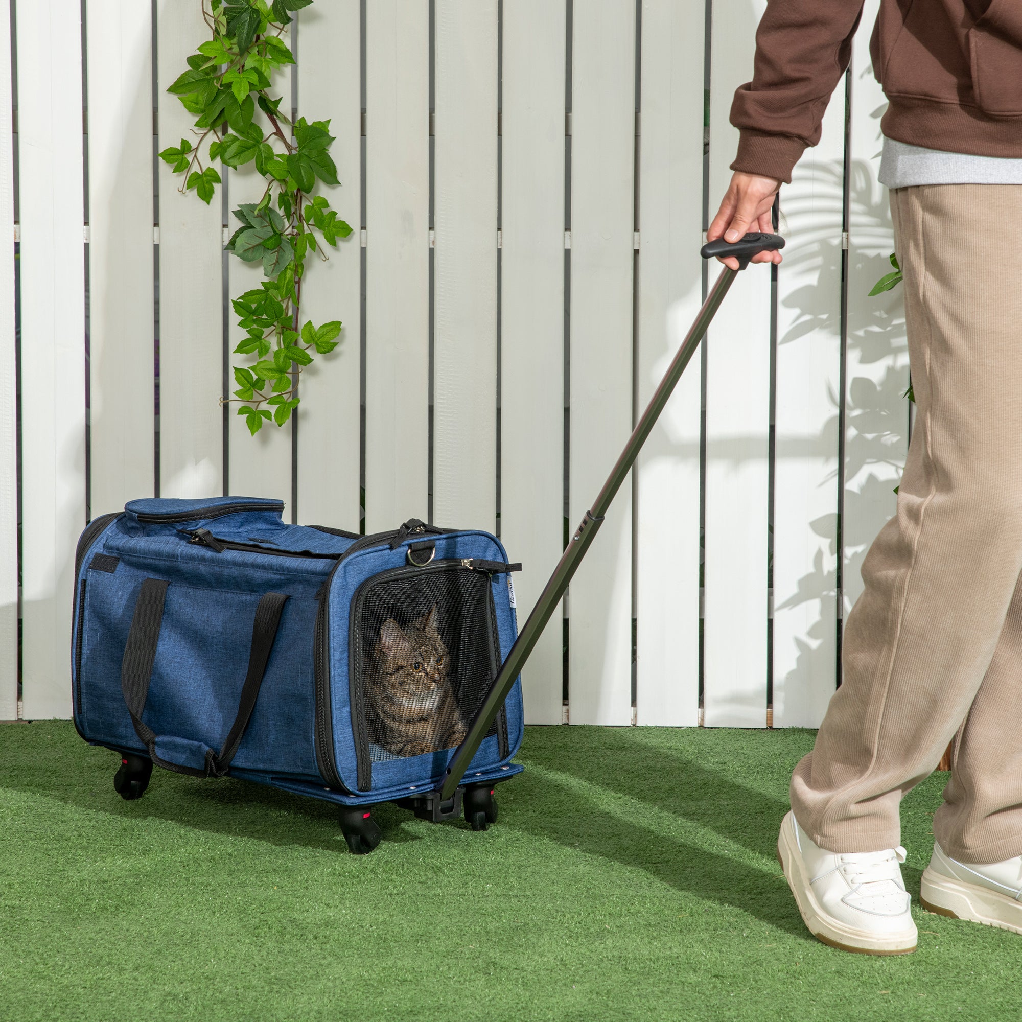 Transportadora 4 em 1 para Animais de Estimação - 50x31x37 cm - Azul