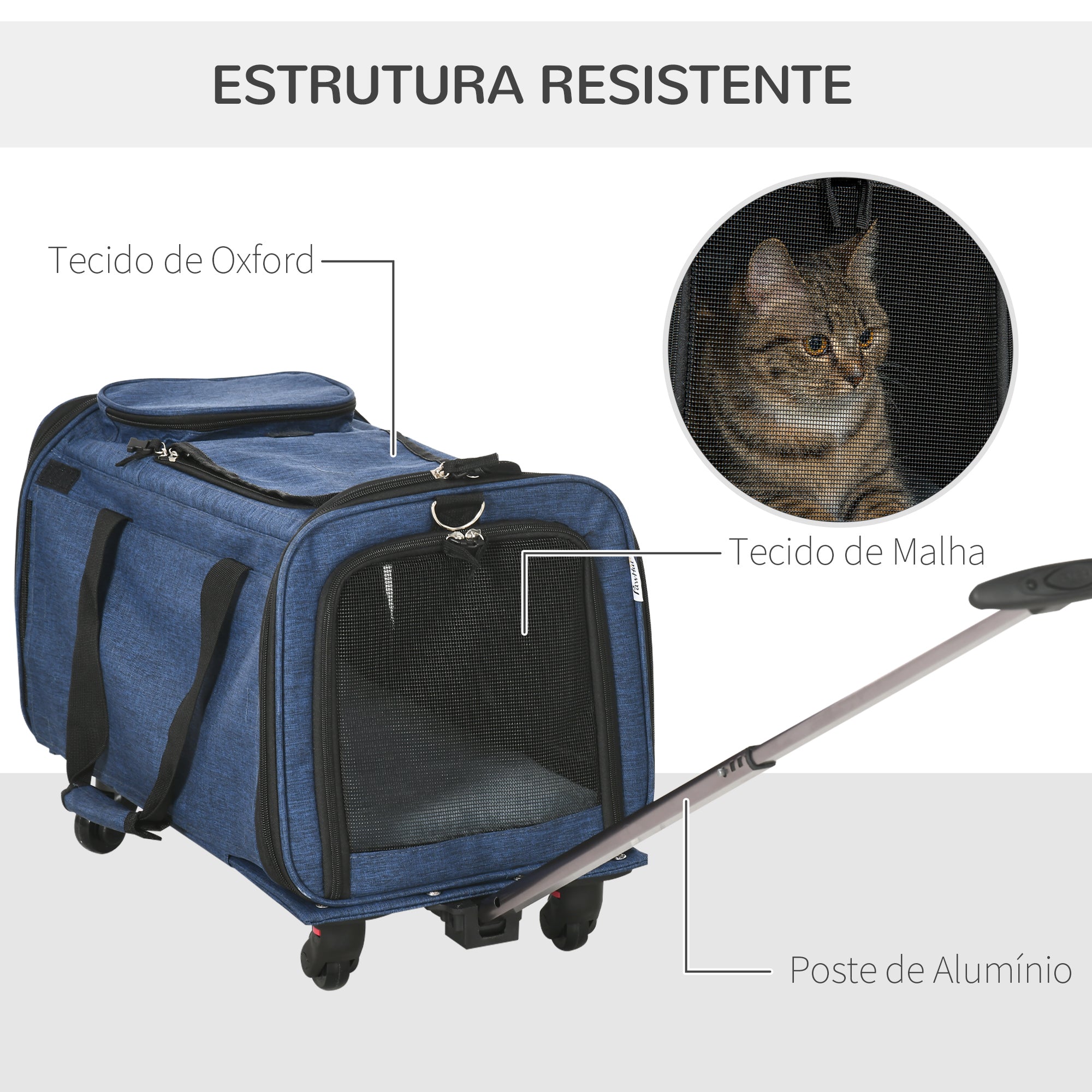 Transportadora 4 em 1 para Animais de Estimação - 50x31x37 cm - Azul
