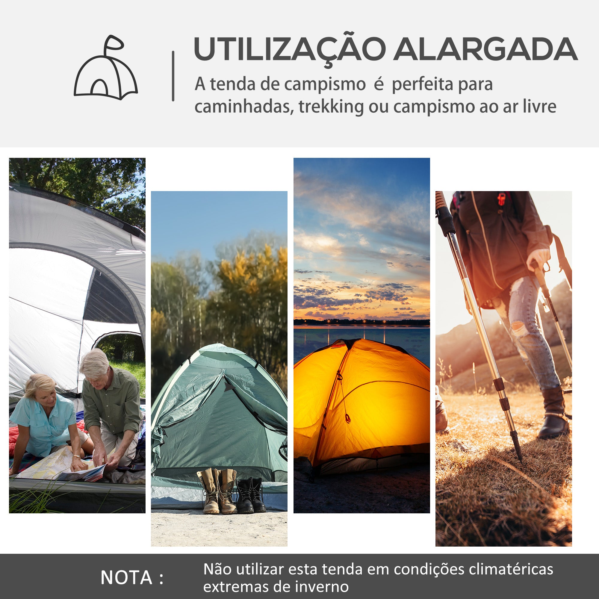 Abrigo de Campismo para 3-4 Pessoas 350x350x230 cm Cinzento