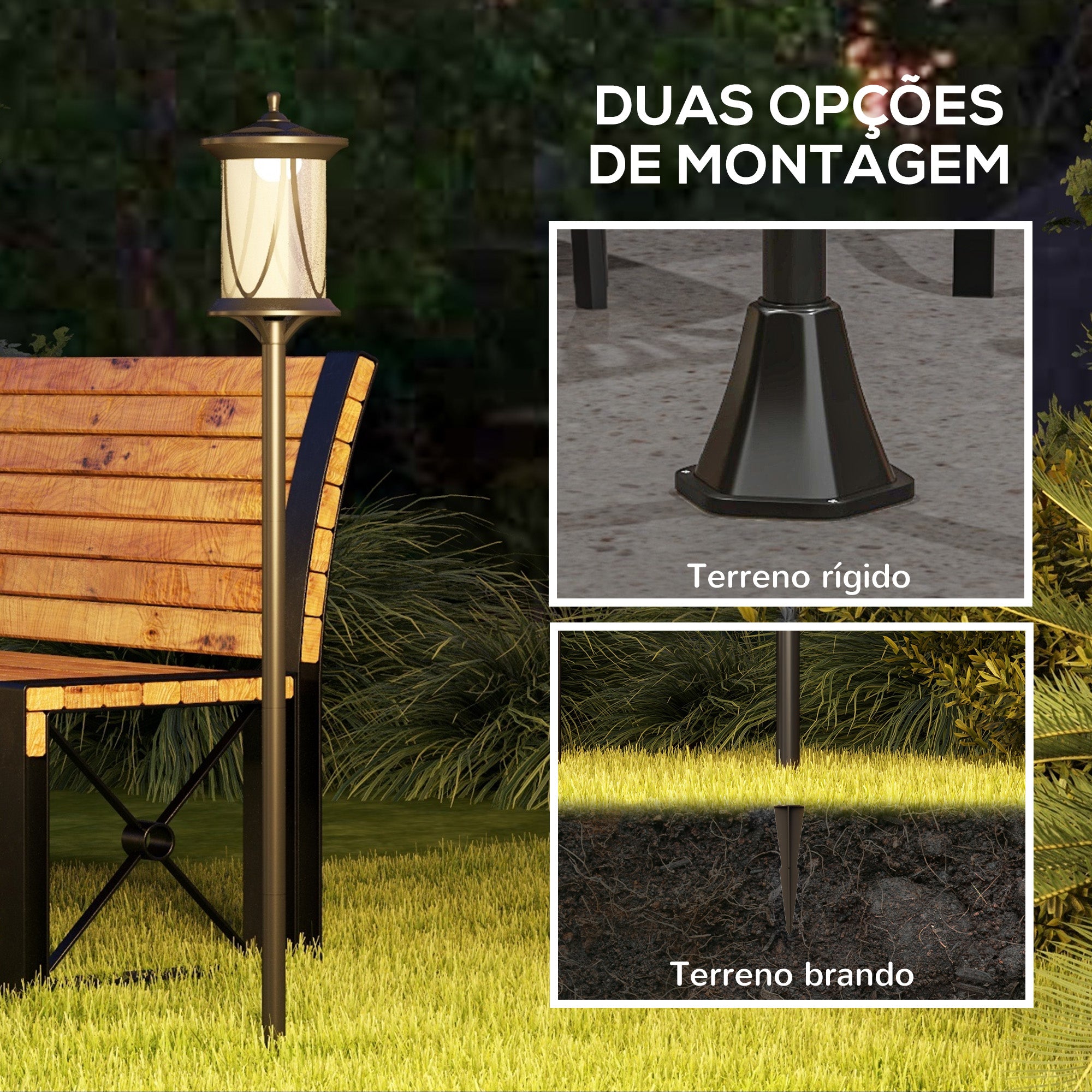 Candeeiro Solar de Exterior 17x17x127 cm - Cor Preto