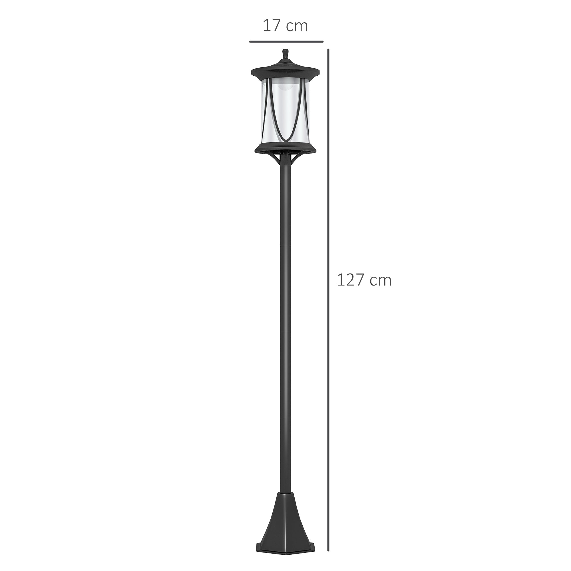 Candeeiro Solar de Exterior 17x17x127 cm - Cor Preto