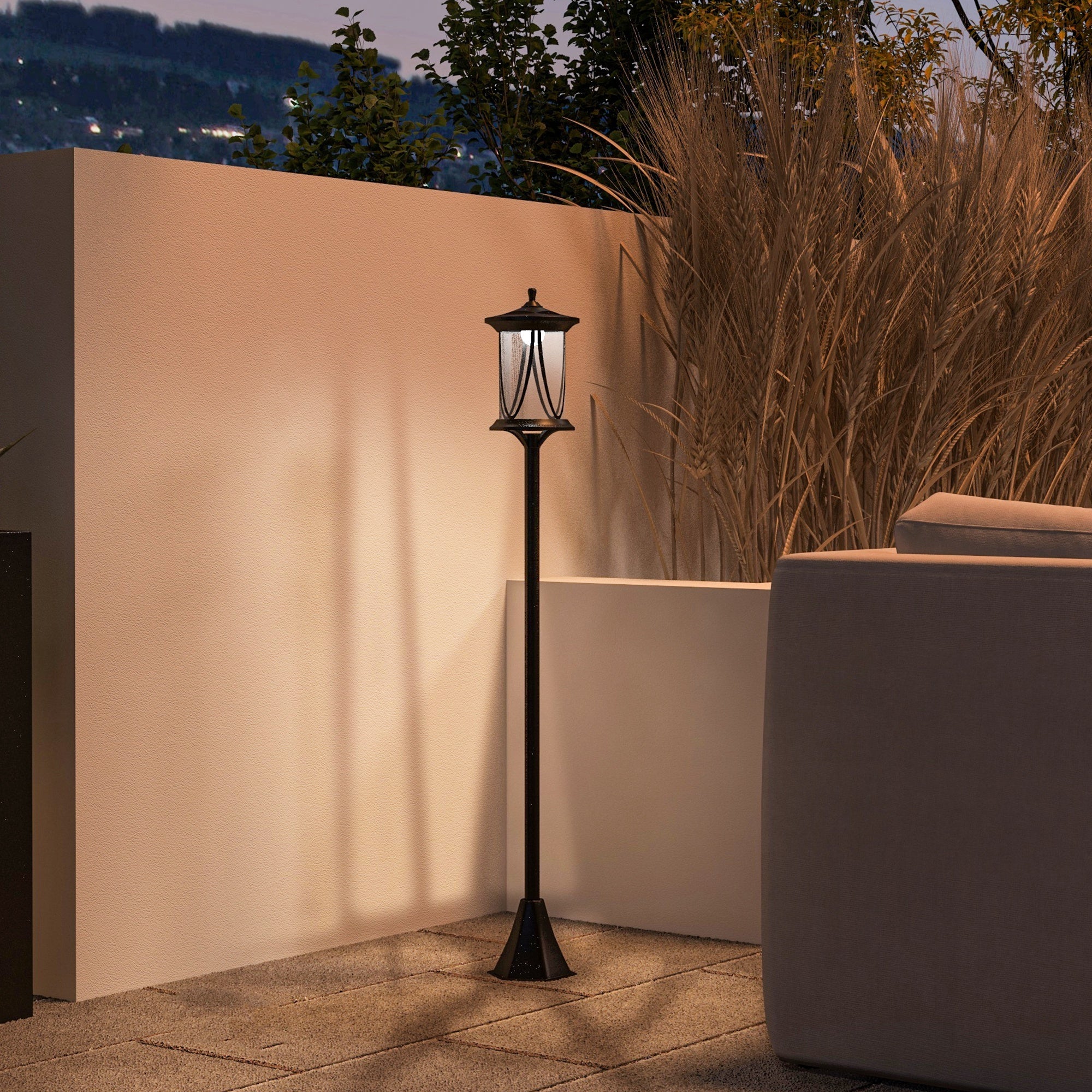 Candeeiro Solar de Exterior 17x17x127 cm - Cor Preto