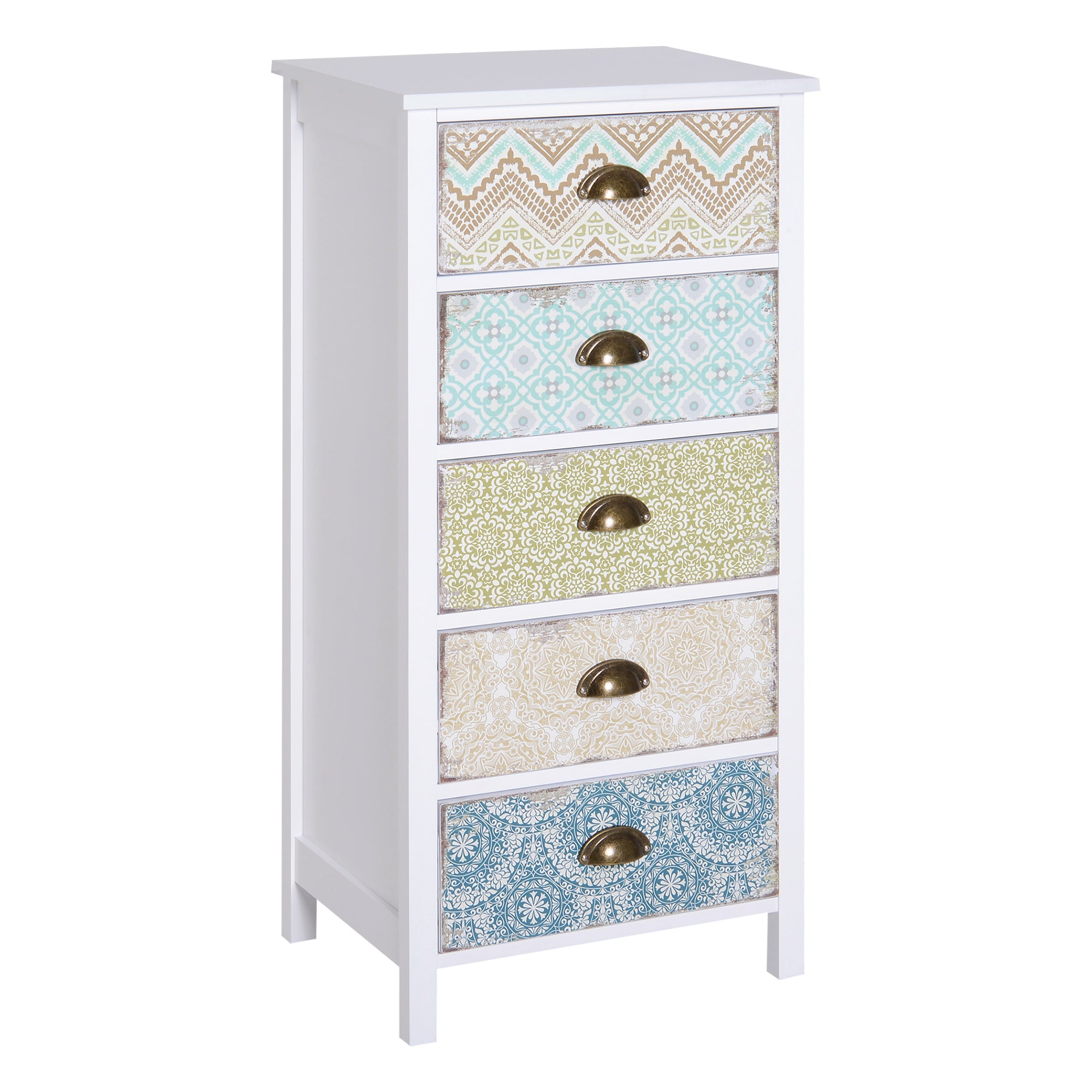Cómoda de Madeira Multicor com 5 Gavetas 46x34x97,5 cm