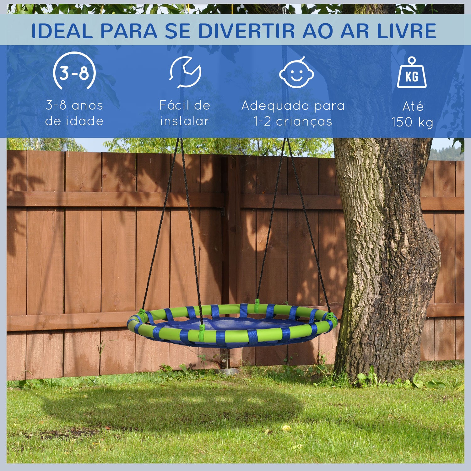 Baloiço Infantil Ninho Ø110x120-180 cm Multicor